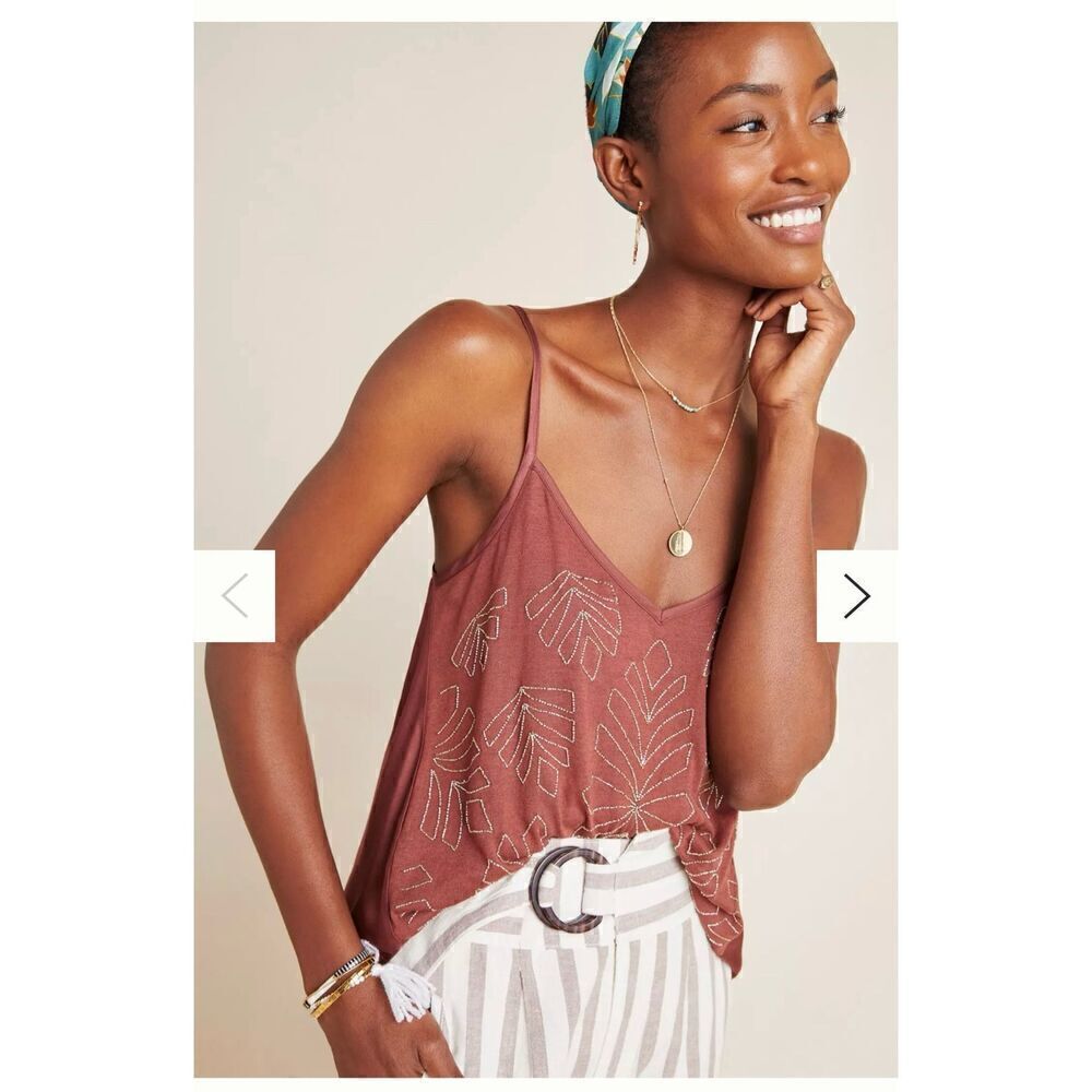 Anthropologie Alison Beaded Tank Sz S